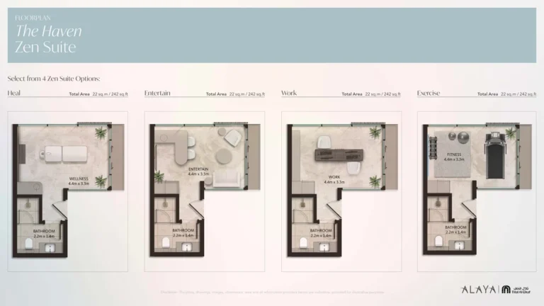Alaya floor plan Studio · 242 sqft