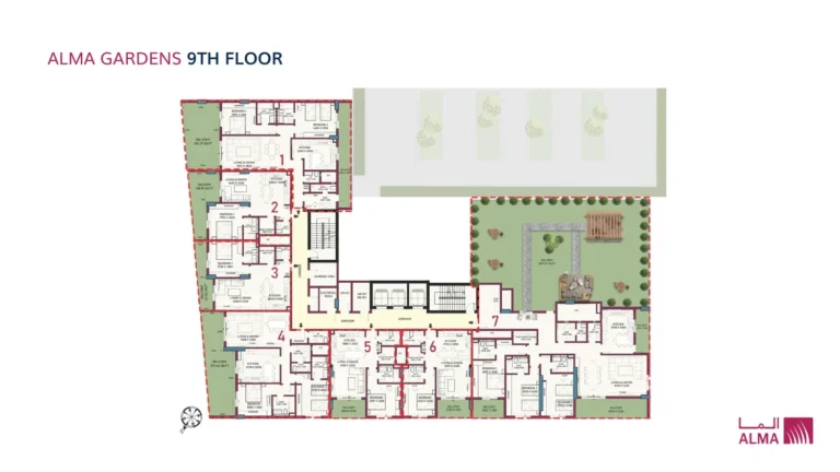 Alma Gardens floor plan Студия