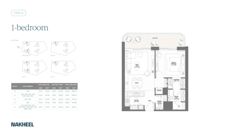 Bay Grove Residences B – Dubai Islands floor plan 1 BR · 968 sqft