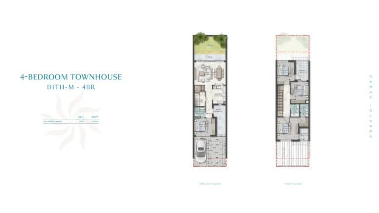 Damac Islands 2 – Cuba floor plan 4 BR · 2208 sqft