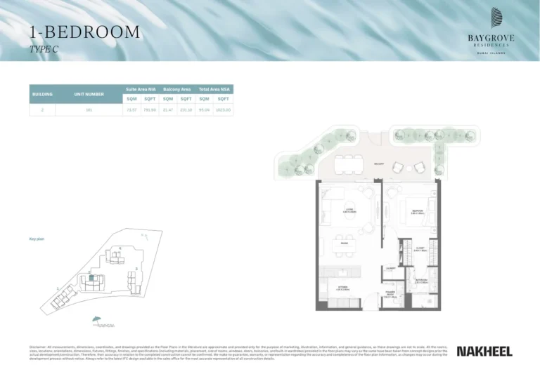 Bay Residences Dubai Islands floor plan 1 BR · 1023 sqft