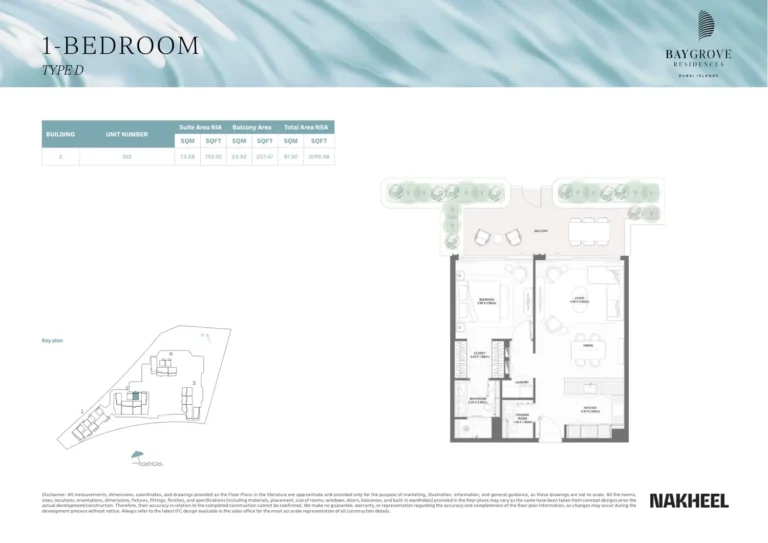 Bay Residences Dubai Islands floor plan 1 BR · 1049 sqft