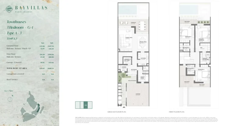 Bay Villas — Dubai Islands floor plan 3-спальн. · 3430 кв. фут