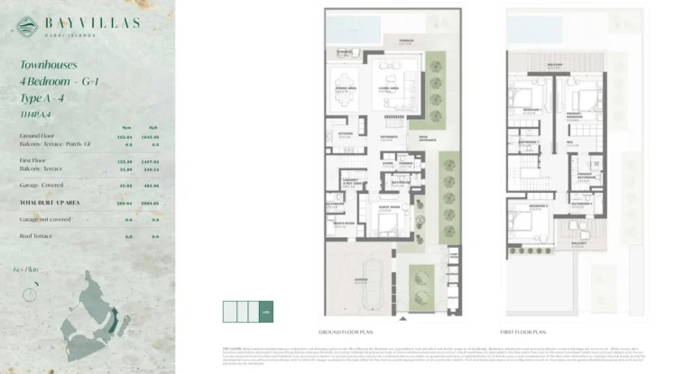 Bay Villas — Dubai Islands floor plan 4-спальн. · 3884 кв. фут