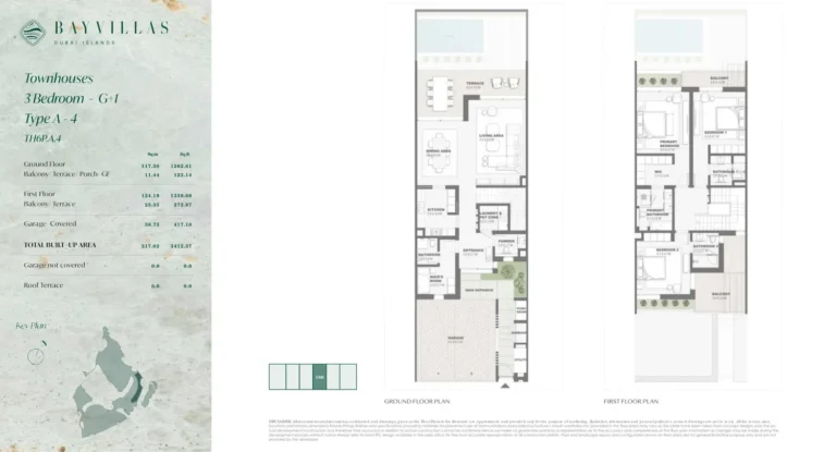 Bay Villas — Dubai Islands floor plan 3-спальн. · 3412 кв. фут