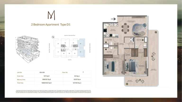Beach Residences Dubai Islands floor plan 2 BR · 1369 sqft