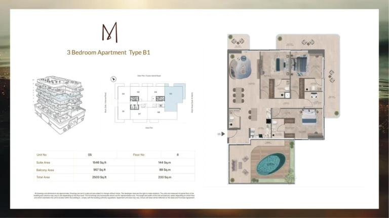 Beach Residences Dubai Islands floor plan 3 BR · 2503 sqft