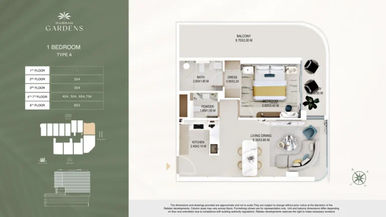 Rabdan Gardens floor plan 1 BR