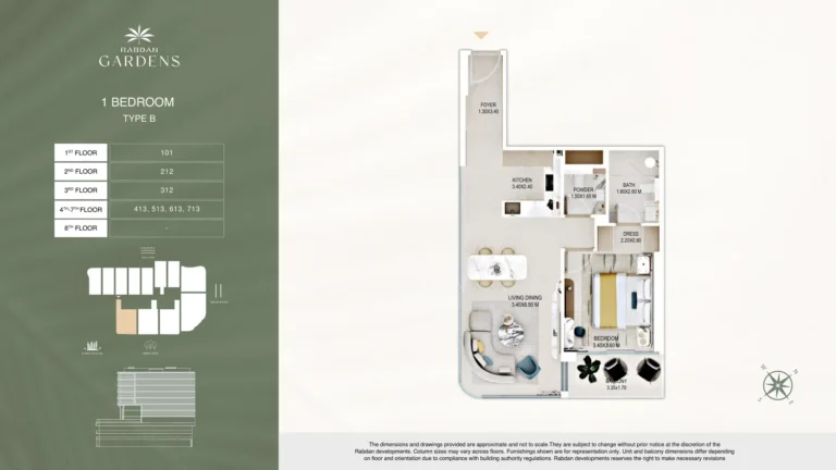 Rabdan Gardens floor plan 1 BR