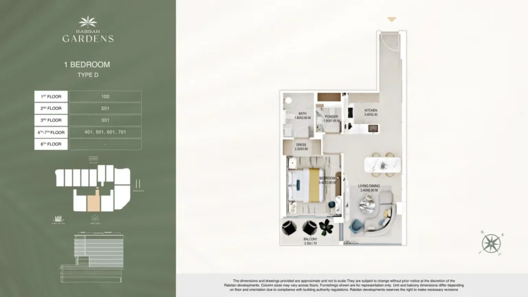 Rabdan Gardens floor plan 1 BR