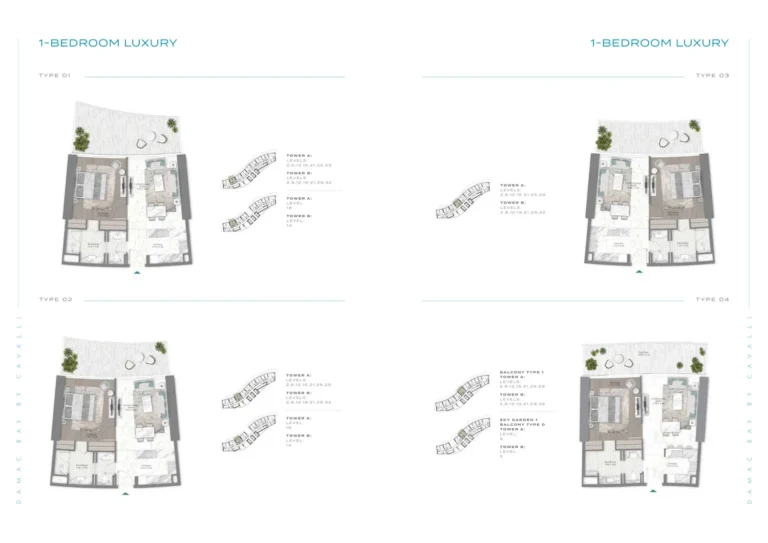 Damac Bay floor plan 1 BR