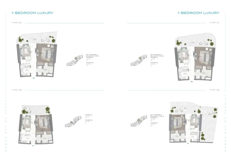 Damac Bay floor plan 1 BR
