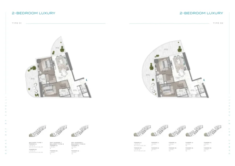 Damac Bay floor plan 2 BR