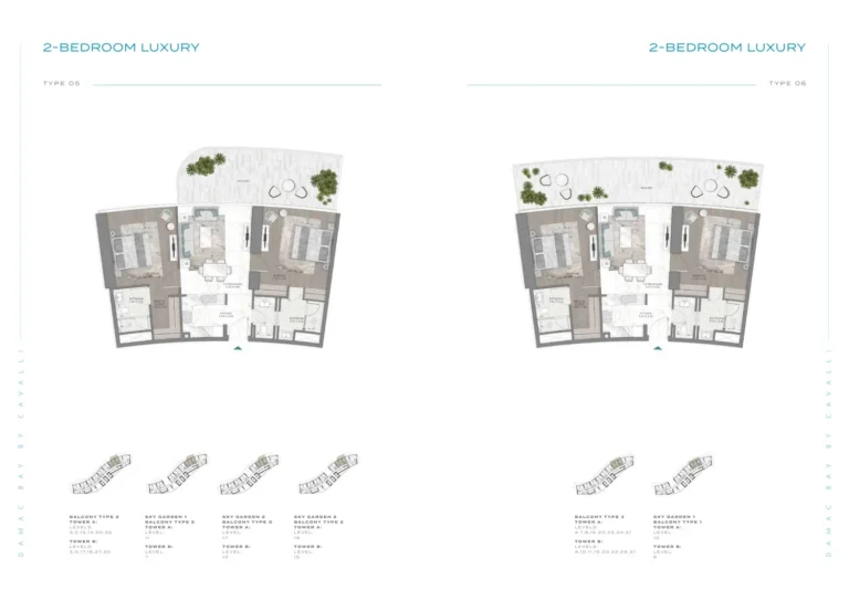 Damac Bay floor plan 2 BR