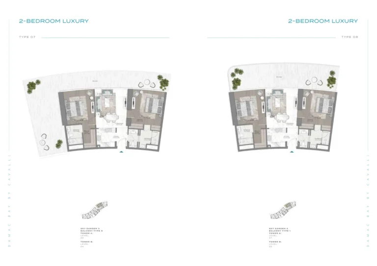 Damac Bay floor plan 2 BR