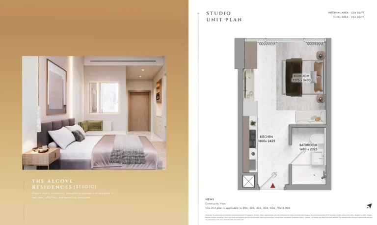 Elmora floor plan Studio · 224 sqft