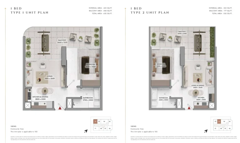 Elmora floor plan 1 BR · 630 sqft