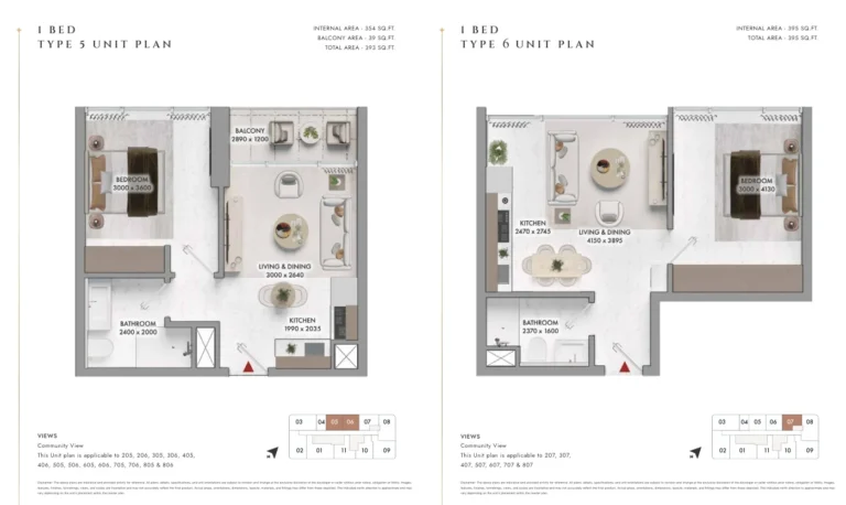 Elmora floor plan 1 BR · 393 sqft