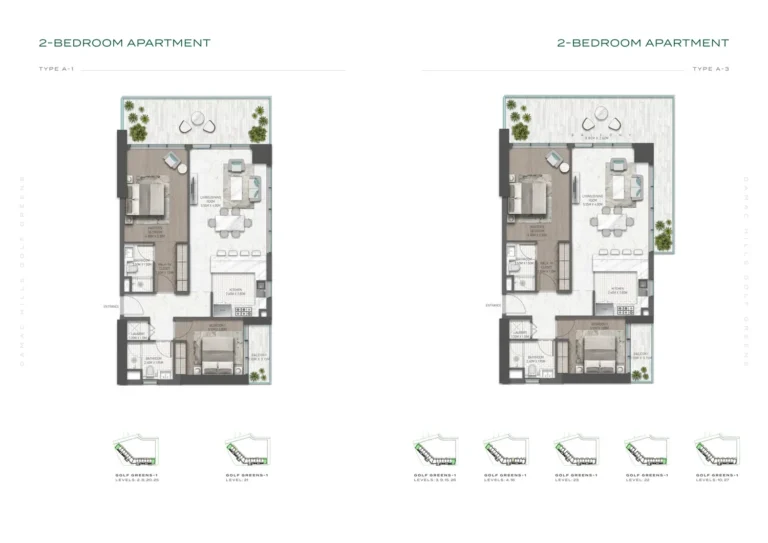 Damac Hills – Golf Greens 1 floor plan 2 BR