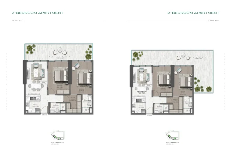 Damac Hills – Golf Greens 1 floor plan 2 BR