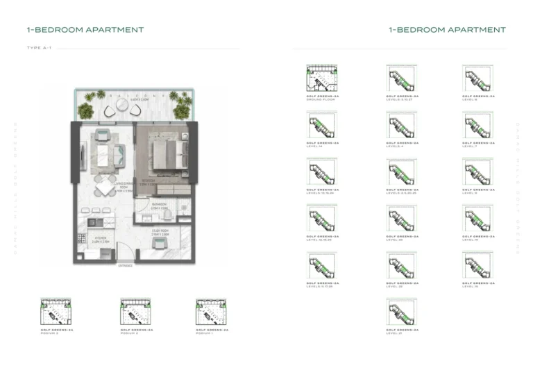 Damac Hills — Golf Greens 2 floor plan 1-спальн.