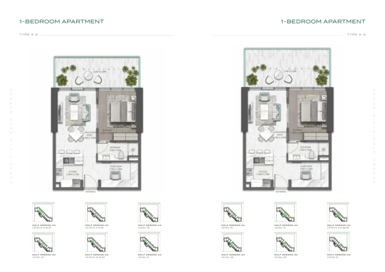 Damac Hills — Golf Greens 2 floor plan 1-спальн.