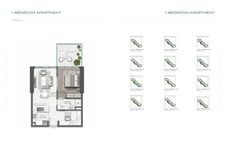 Damac Hills — Golf Greens 2 floor plan 1-спальн.