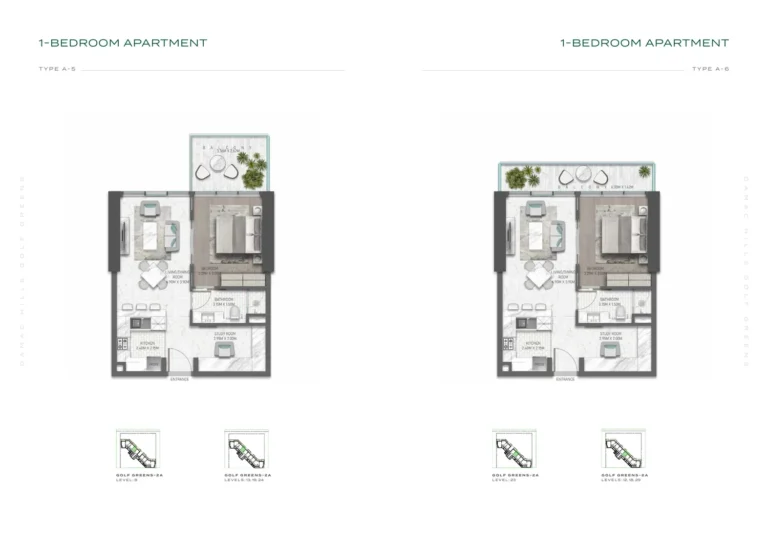 Damac Hills — Golf Greens 2 floor plan 1-спальн.
