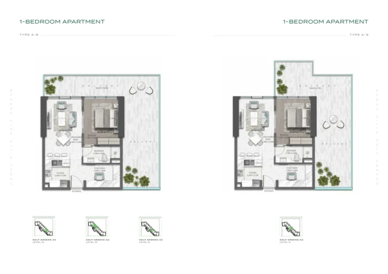 Damac Hills — Golf Greens 2 floor plan 1-спальн.