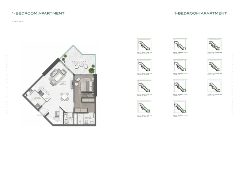 Damac Hills — Golf Greens 2 floor plan 1-спальн.