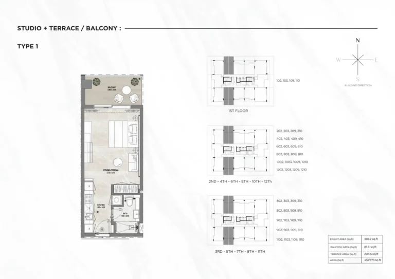 Gharbi I Residences floor plan Studio · 573 sqft