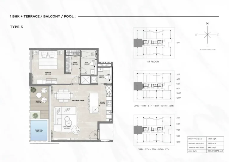 Gharbi I Residences floor plan 1 BR · 1237 sqft