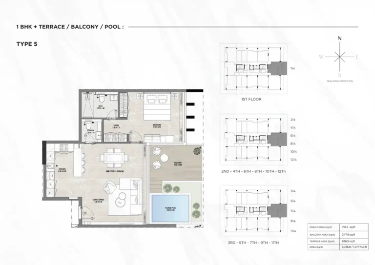 Gharbi I Residences floor plan 1 BR · 1417 sqft