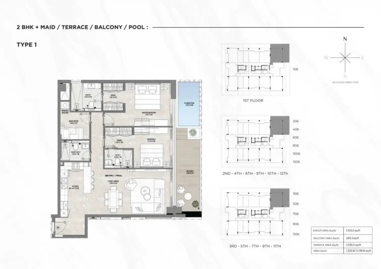 Gharbi I Residences floor plan 2 BR · 2138 sqft