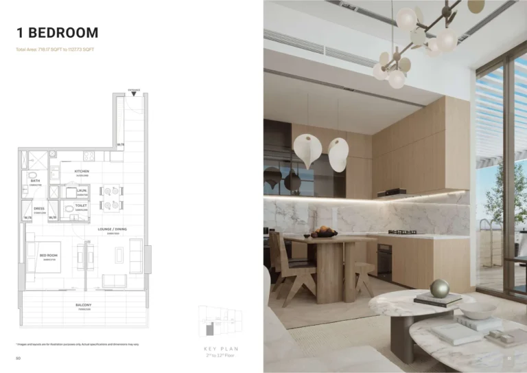 Solanki One floor plan 1-спальн. · 718 sqft