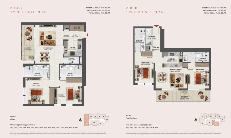 Sunvale floor plan 2-спальн. · 982 кв. фут