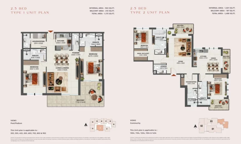Sunvale floor plan 2-спальн. · 1173 кв. фут