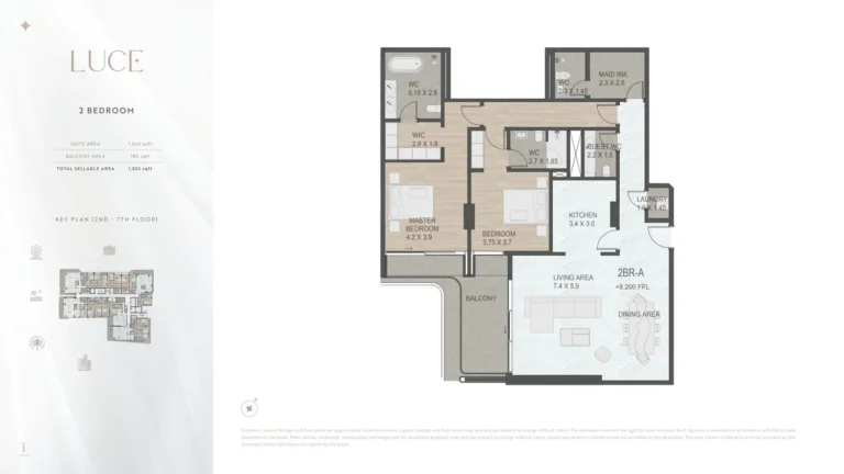 Luce floor plan 2 BR · 1645 sqft
