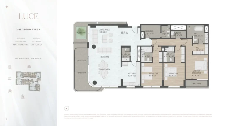 Luce floor plan 3 BR · 2298 sqft