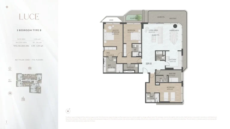 Luce floor plan 3 BR · 2296 sqft