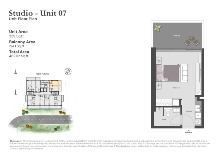 Arib Collection floor plan Студия · 462 кв. фут