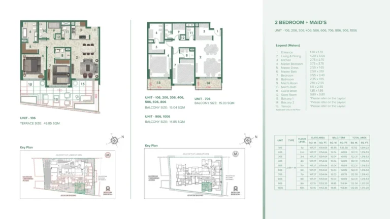 Avenue Residence 6 floor plan 2-спальн. · 1691 sqft