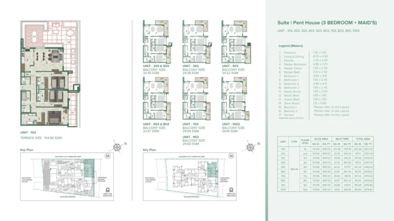 Avenue Residence 6 floor plan 3-спальн. · 2827 sqft
