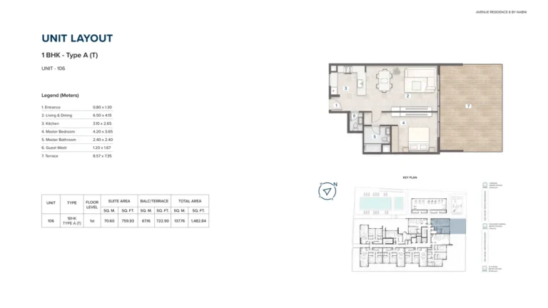 Avenue Residence 8 floor plan 1 BR · 1482 sqft