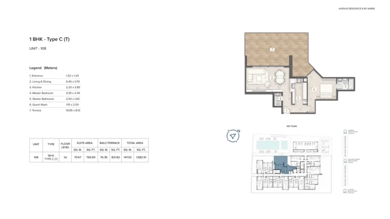 Avenue Residence 8 floor plan 1 BR · 1582 sqft