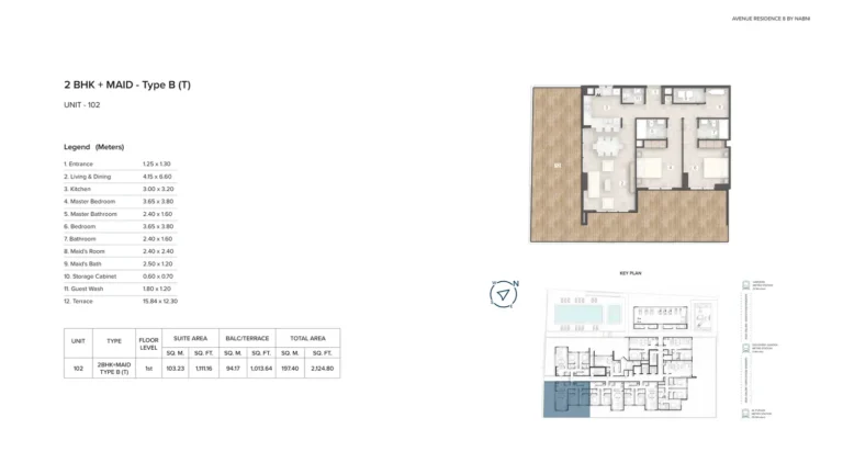 Avenue Residence 8 floor plan 2 BR · 2124 sqft