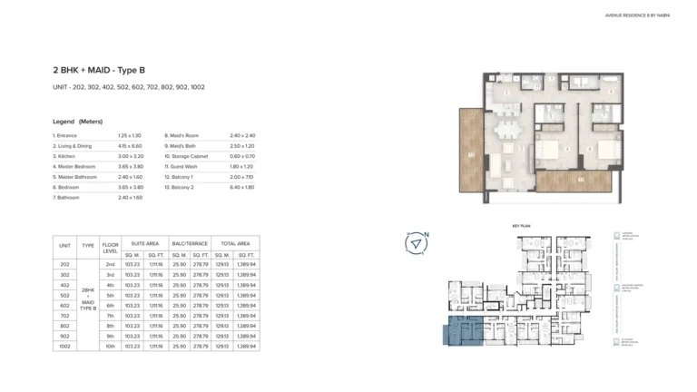 Avenue Residence 8 floor plan 2 BR · 1389 sqft