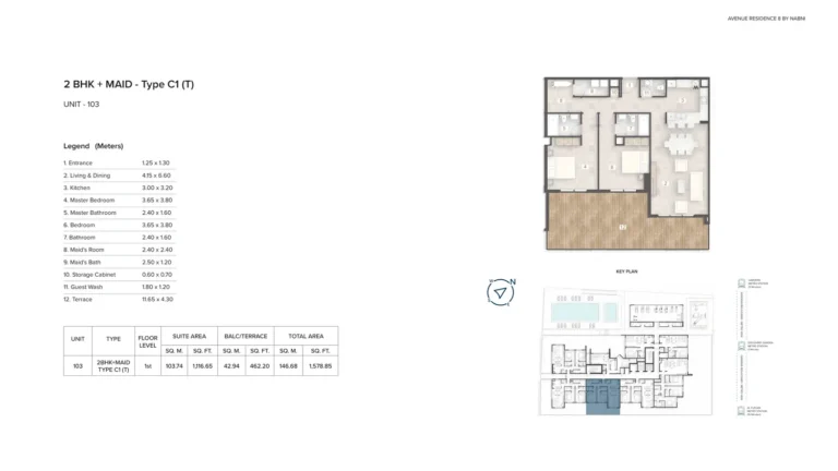 Avenue Residence 8 floor plan 2 BR · 1578 sqft