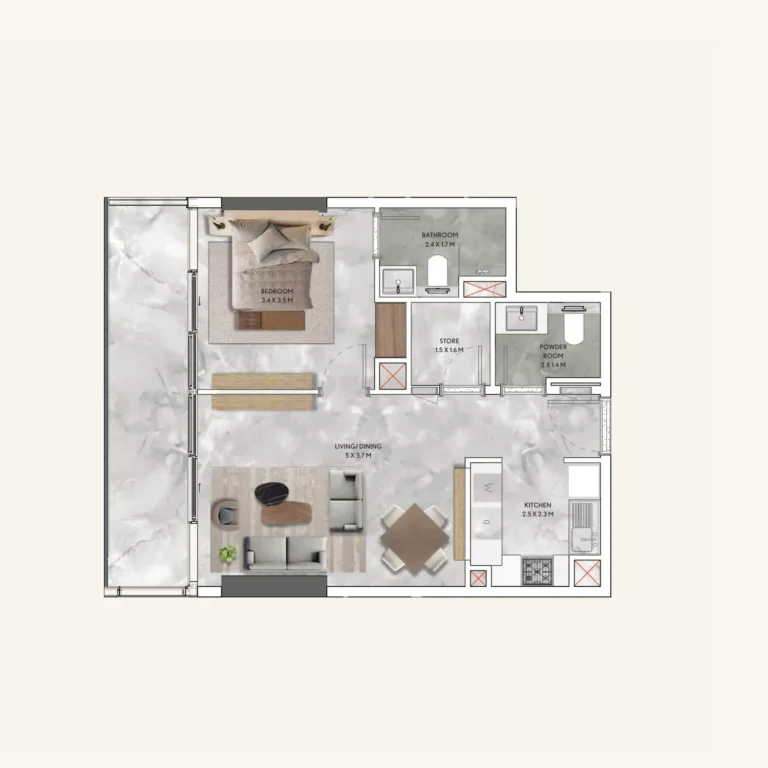 California By Sd floor plan 1 BR