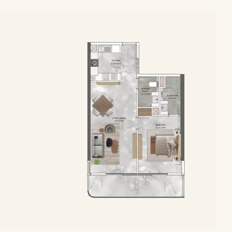 California By Sd floor plan 1 BR